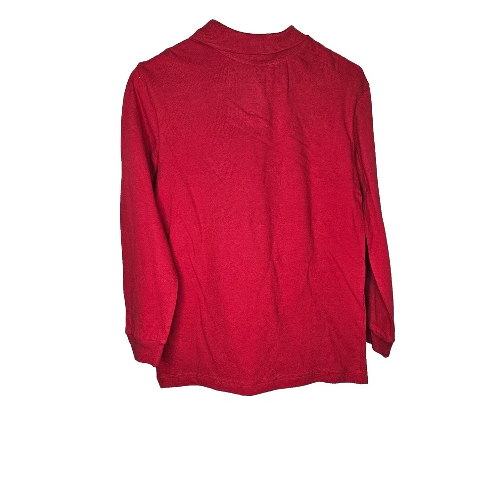 Kids Red Long Sleeve Polo Shirt Cotton‎ Casual School Uniform Top Size L 10-12